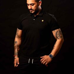black cotton poly basic polo t-shirt for men