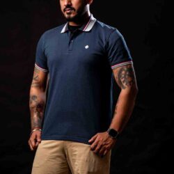 navy cotton-poly men t-shirt