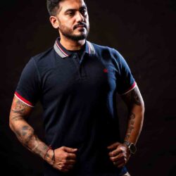 navy cotton-poly men t-shirt